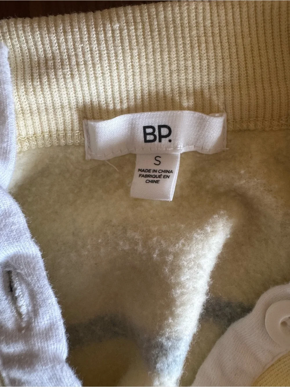 BP. Cream Navy Stripe Half Button Cropped Sweatshirt Pullover Size S - Picture 9 of 11
